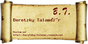 Beretzky Talamér névjegykártya